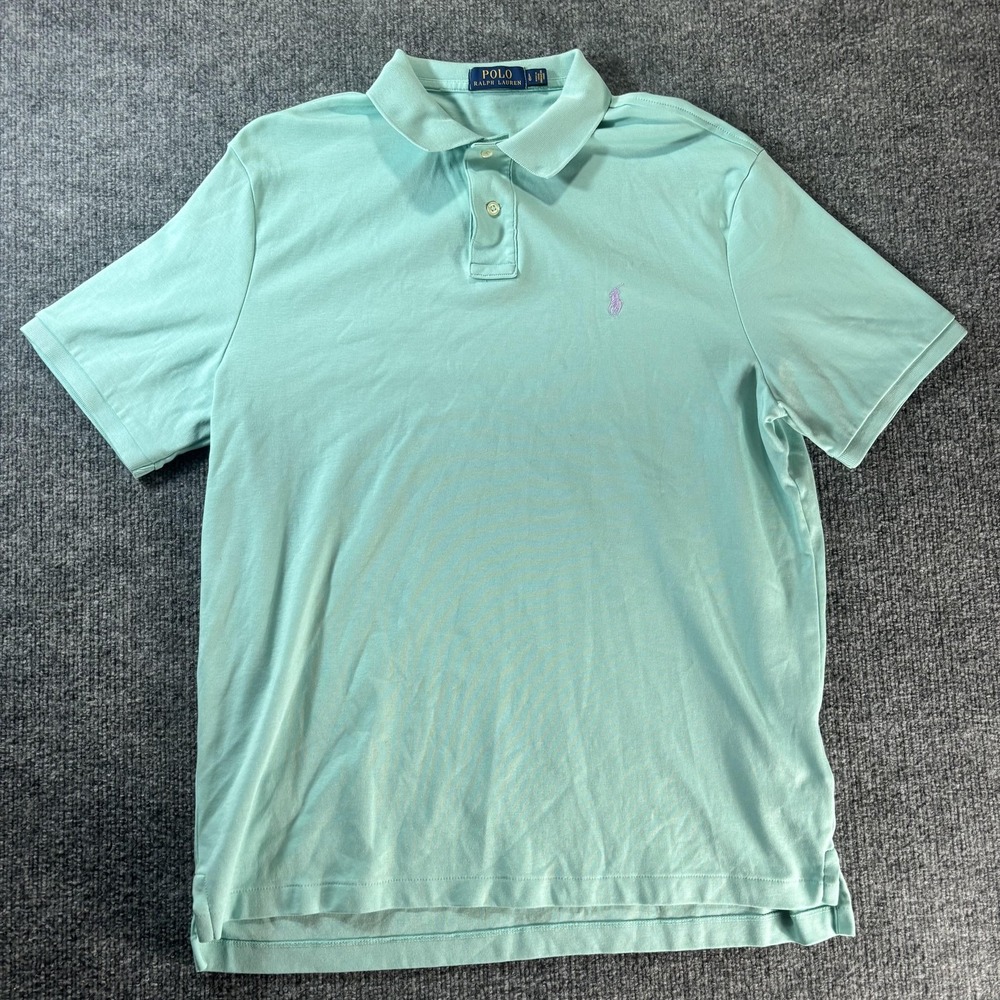 Polo Ralph Lauren Polo Shirt Mens Large Green Purple Pony Logo Golf Knit Casual